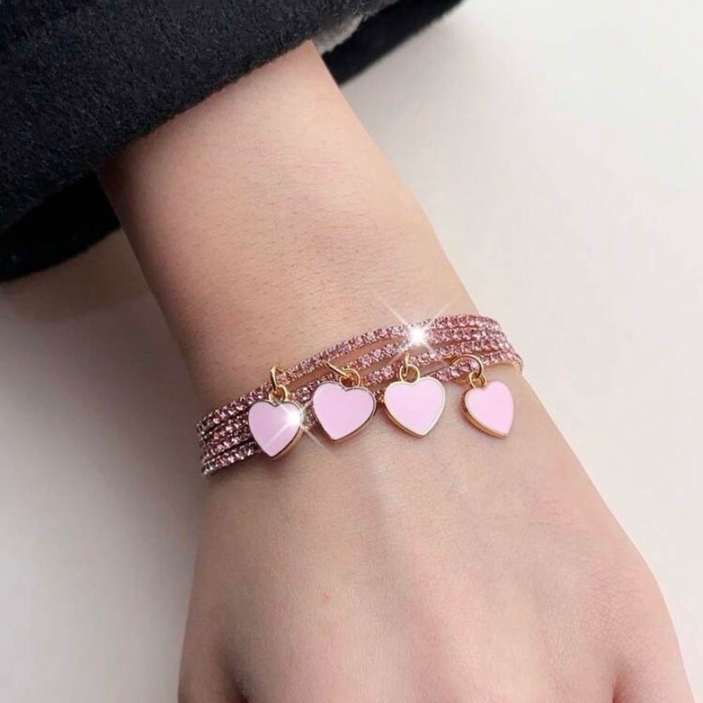 Pink Heart Charm Bracelet